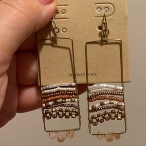 Neutral tone beaded earrings